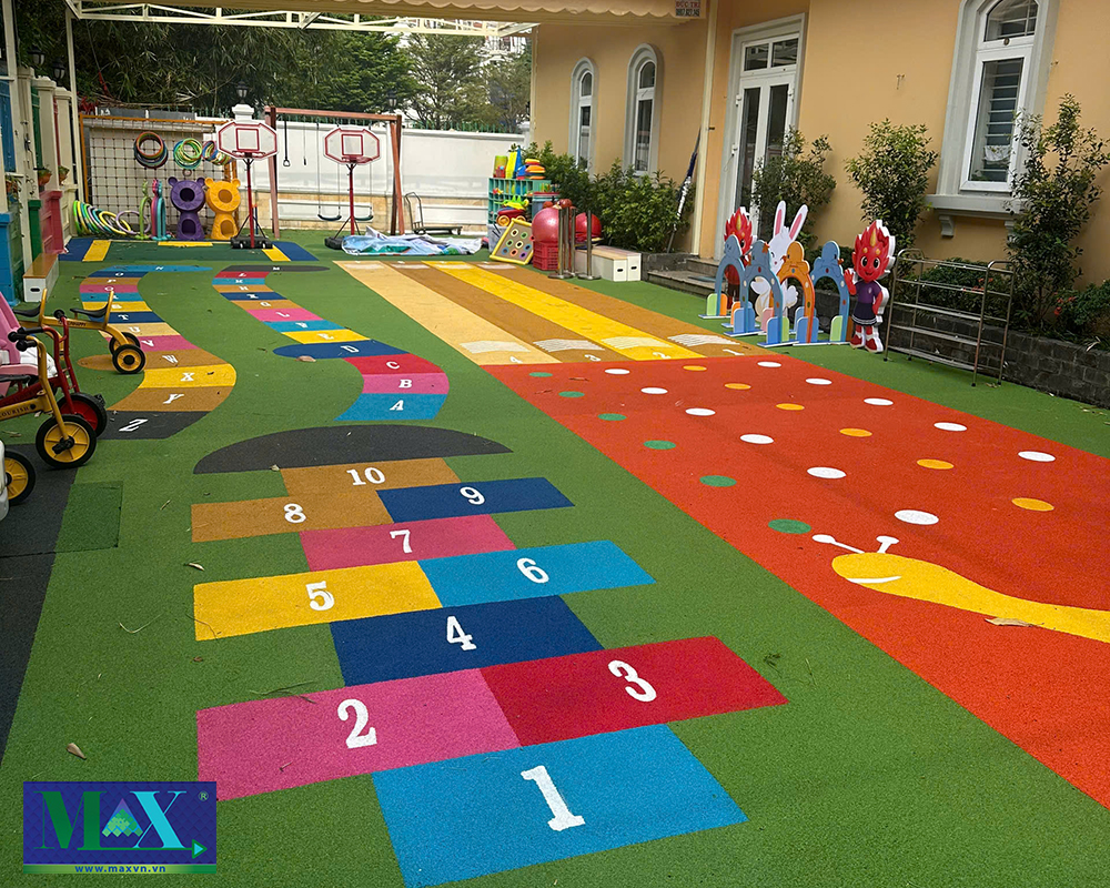 Thi công sân chơi hạt EPDM tại trường mầm non Việt Mỹ Hạnh Thông – HCM