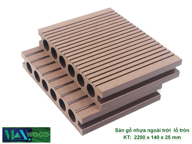 Sàn gỗ nhựa ngoài trời lỗ tròn Maxwood158