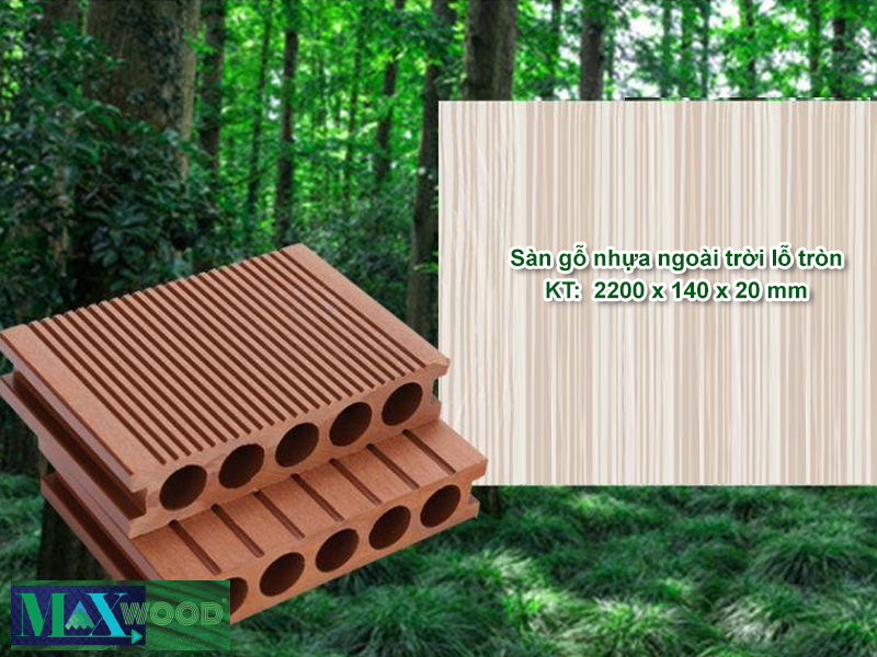 Sàn gỗ nhựa ngoài trời lỗ tròn Maxwood180