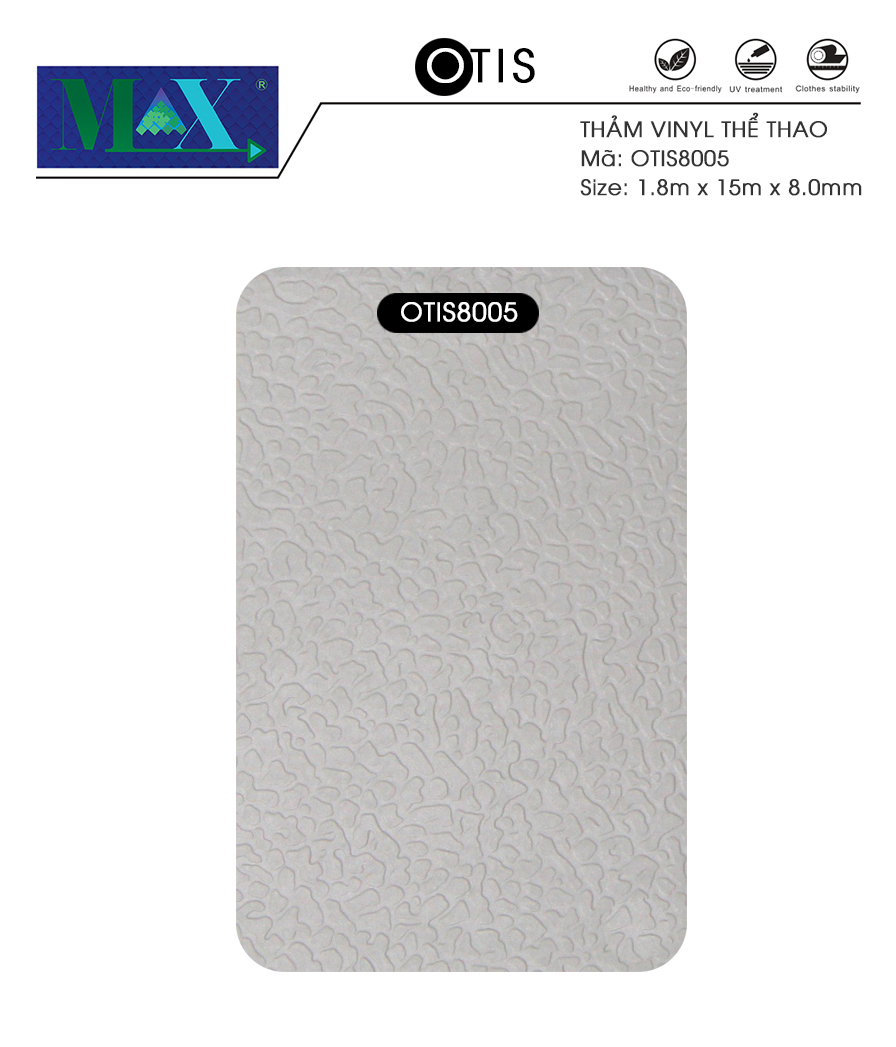 Sàn Vinyl Thảm Vinyl thể thao Otis vân đá to 8.0mm315