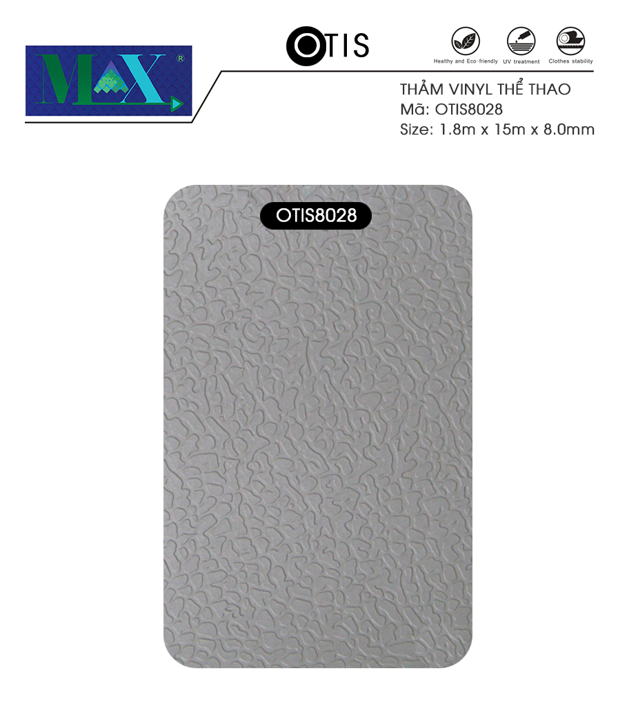 Sàn Vinyl Thảm Vinyl thể thao Otis vân đá to 8.0mm316